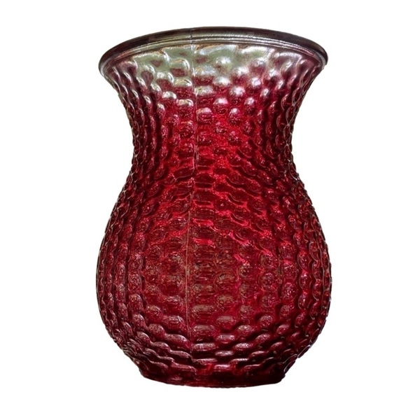 Red Hobnail Glass Vase Decorative Textured Bud‎ Flower Vase Modern Home Decor - Picture 2 of 5